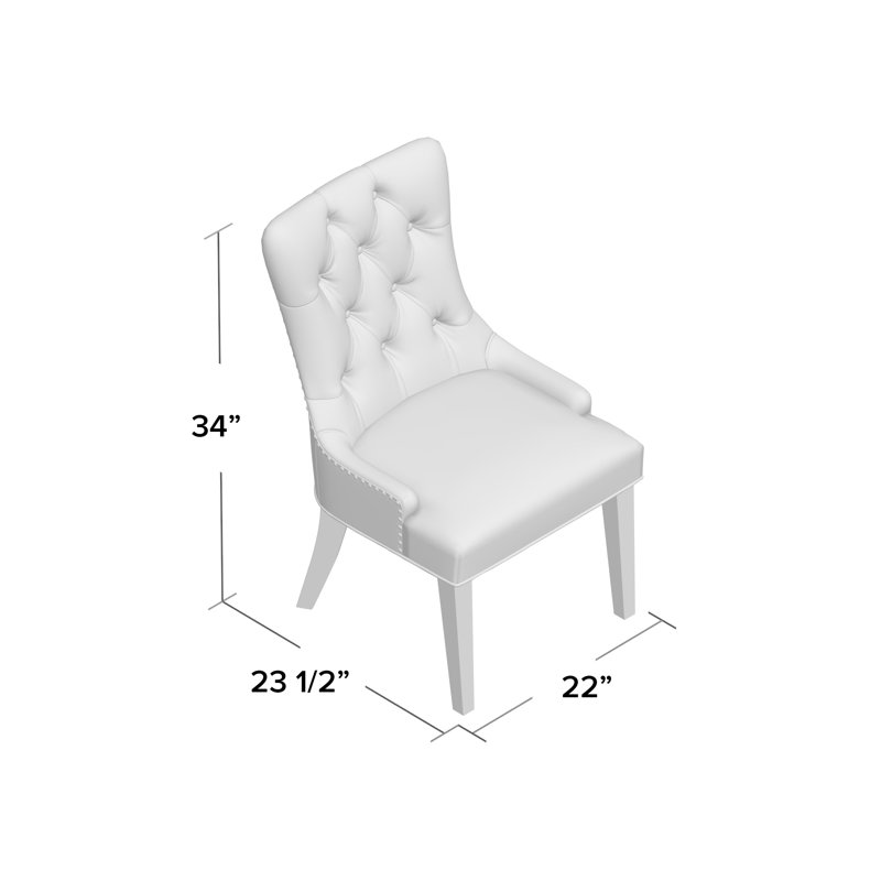 Regent Vinyl Button Tufted Dining Chair (Single Chair), White