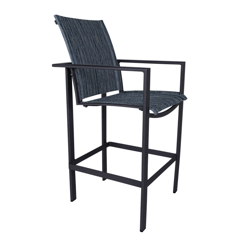 Studio Outdoor Bar Stool, Graphite, Collect Indigo, 26.5"