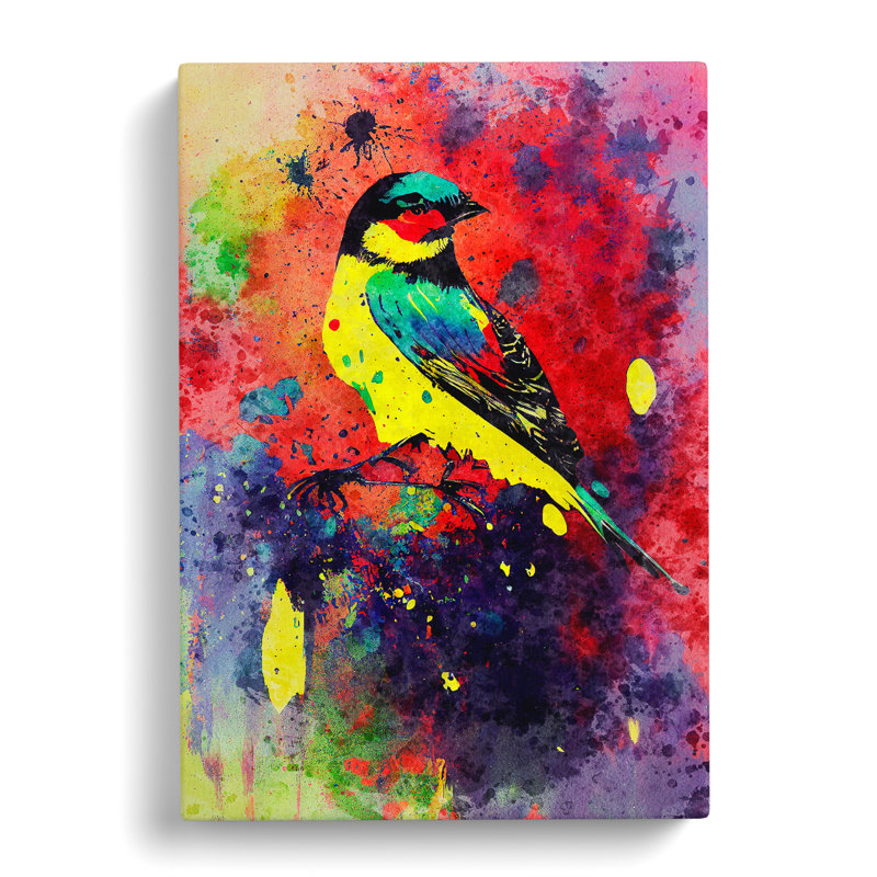 Splashed Bird No.4 Abstract - Wall Art, Wrapped Canvas, 50cm H x 35cm W, No Matte