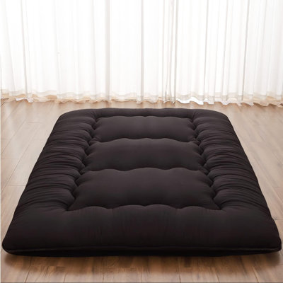 Matelas de plancher japonais, matelas de futon japonais pliable, matelas Tatami avec housse lavable, facile à ranger et portable pour le camping (noir)