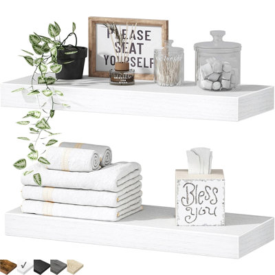 Bathroom Shelves Floating Shelves For Wall Shelf Over Toilet Small Wall Mounted Farmhouse Decor 16 Inch Set Of 2