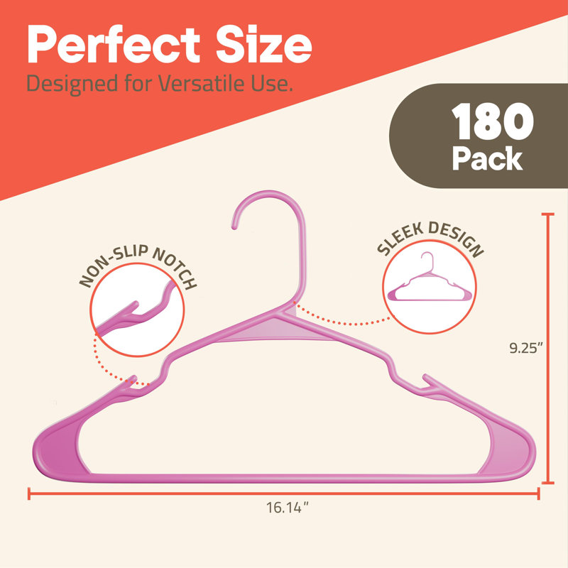 Cintres de qualité supérieure - Conception mince et compacte, plastique léger et durable avec rainures d'épaule intelligentes, utilisation polyvalente pour organiser la lessive, les manteaux et les vêtements