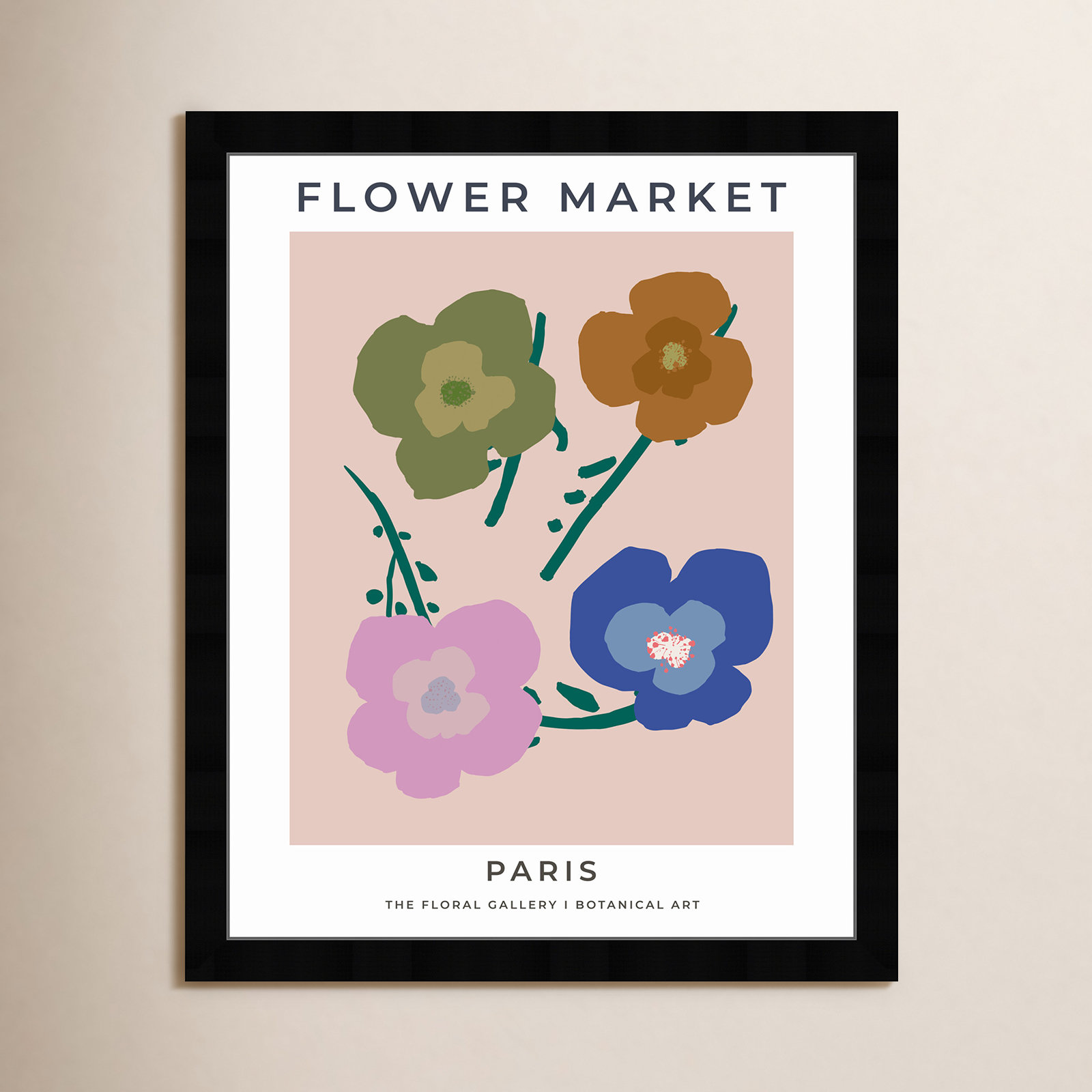 Paris Flower Market by Oliver Gal, Black, 32" H x 26" W