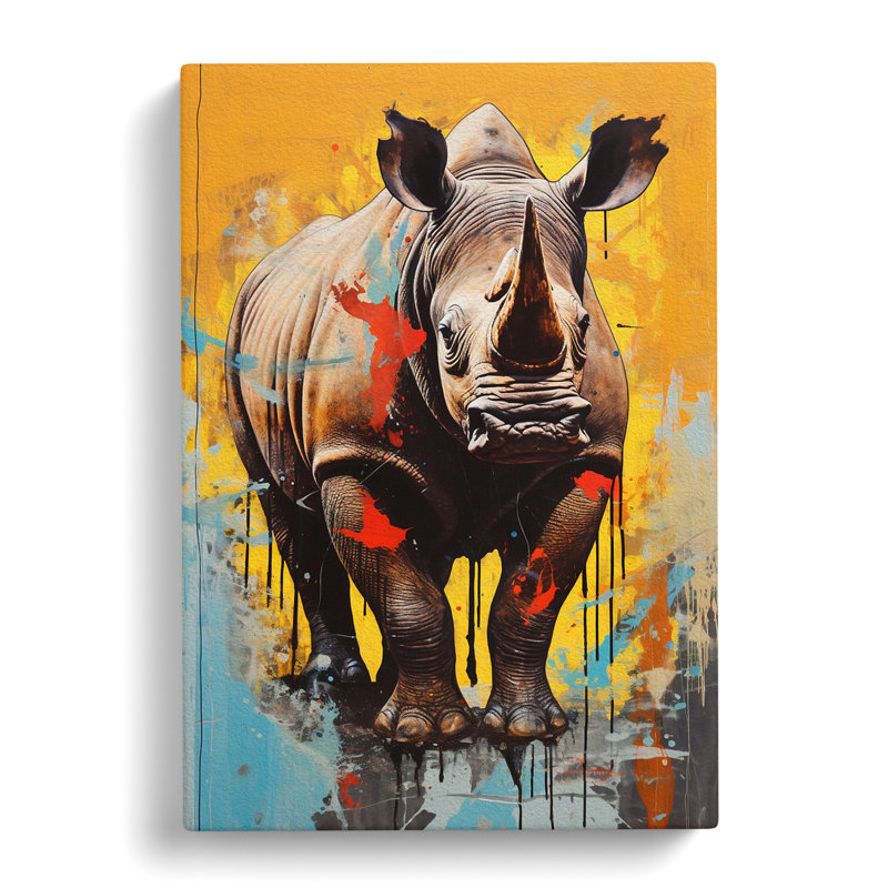 Rhino Contemporary No.2 - Wrapped Canvas, 60cm H x 40cm W x 3cm D