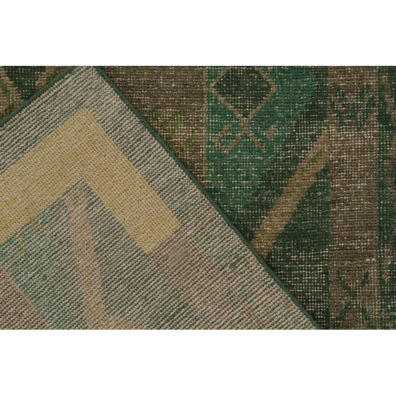 Distressed Homage Hand Knotted Wool Geometric Area Rug, Rectangle 13' x 18'