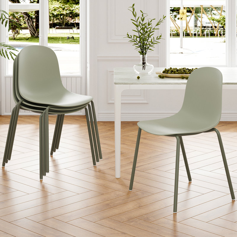 Chaises de salle à manger modernes et empilables pour l'intérieur, Vert