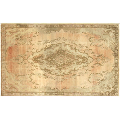 Size 5' x 8' One-of-a-Kind Hand-Knotted 1960s 5'5" x 9' Wool Area Rug in Beige/Ivory