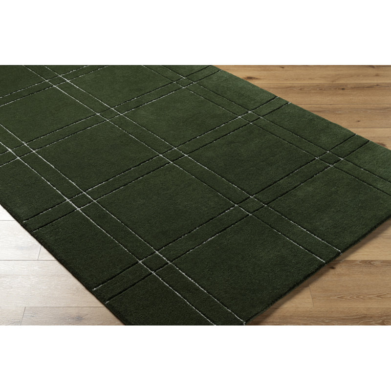 Kinnell Green Hand Tufted Area Rug, Rectangle 2' x 3'