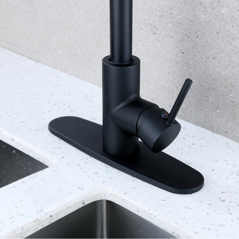 RunFine Group Lincoln Pull Down Kitchen Faucet, Matte Black