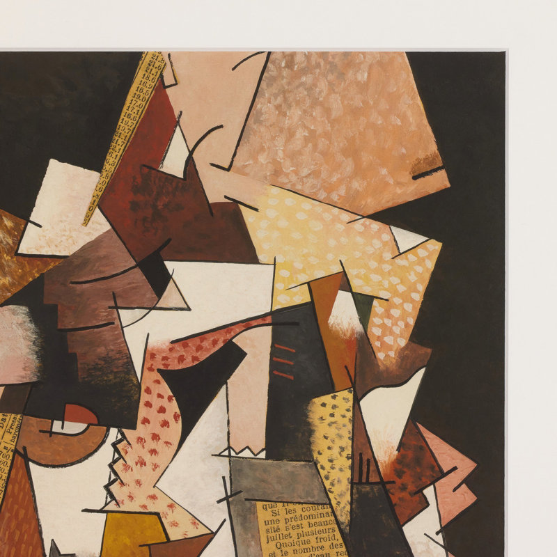 Composition Au Papier Journal Framed Painting, H 24" x W 20.5"