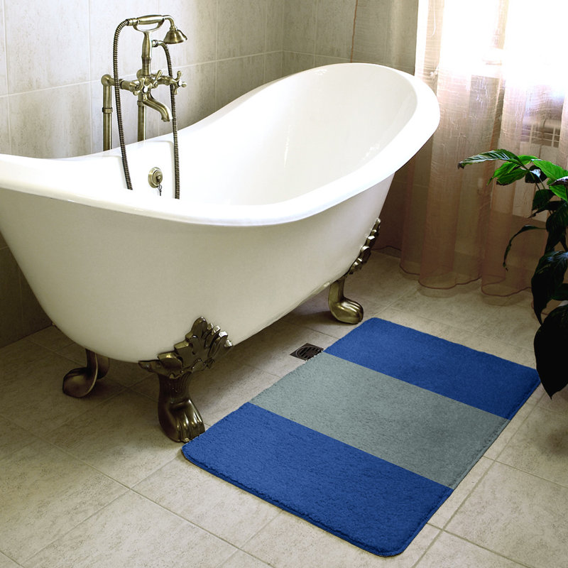 Tapis pour salle de bain Tennessee, l 17 po x L 24 po, Bleu clair / lave