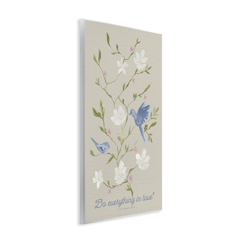 Plaque murale «Floral Do Everything In Love» par Lucille Price, H 19 po x l 13 po