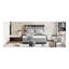 Lit plateforme tapissier double avec tête de lit, lit gigogne simple, 2 tiroirs et un ensemble de prises et ports USB, tissu en lin, gris
