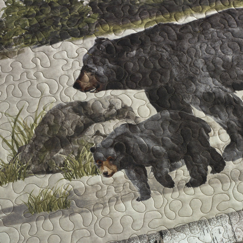 Black and Taupe Reversible Microfiber Full Quilt Set
