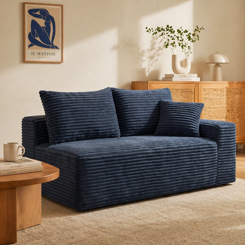Canapé modulaire gris en velours côtelé, fauteuil d'appoint sans accoudoirs pour salon, Gris