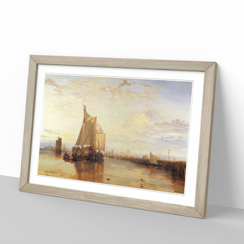 The Dort Packet Boat by Joseph Mallord William Turner - Picture Frame Painting, 27cm H x 36cm W x 2cm D, Oak