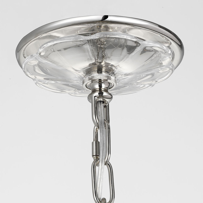 Julie Neill Caselli 36" Basket Chandelier with Clear Glass, Clear, Polished Nickel
