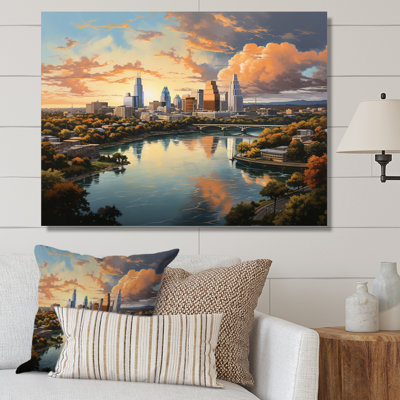 «Austin Dynamic Cityscape IV - Austin», art mural encadré