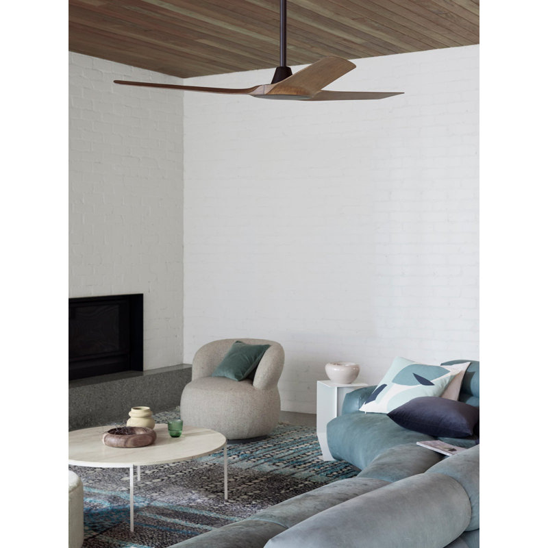 Abyss 56in 3-Blades Indoor/Outdoor Ceiling Fan with Remote Control, Black, Oil Rubbed Bronze