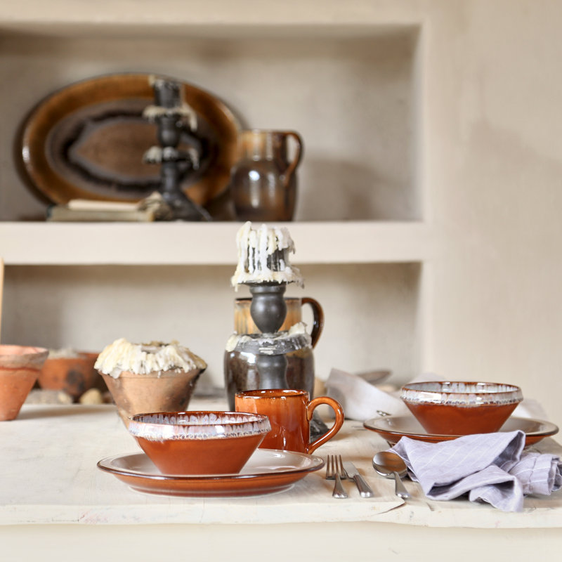 Poterie Handmade Stoneware Appetizer Plate, Caramel