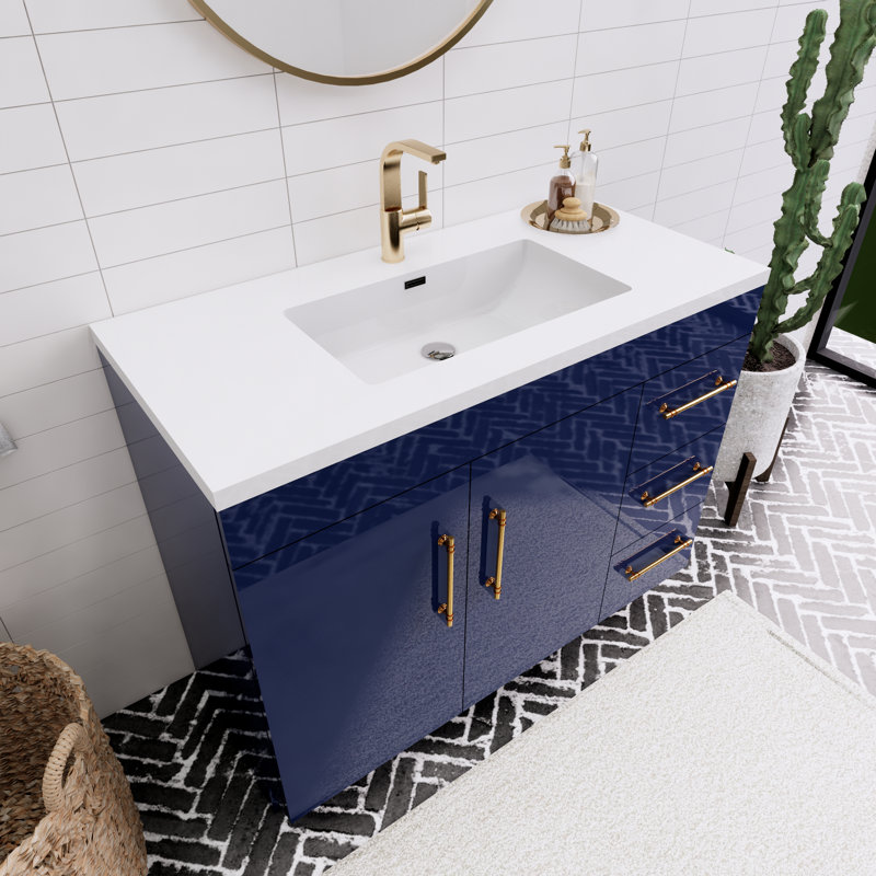 41.73228'' Single Bathroom Vanity with Acrylic Top, Light Blue