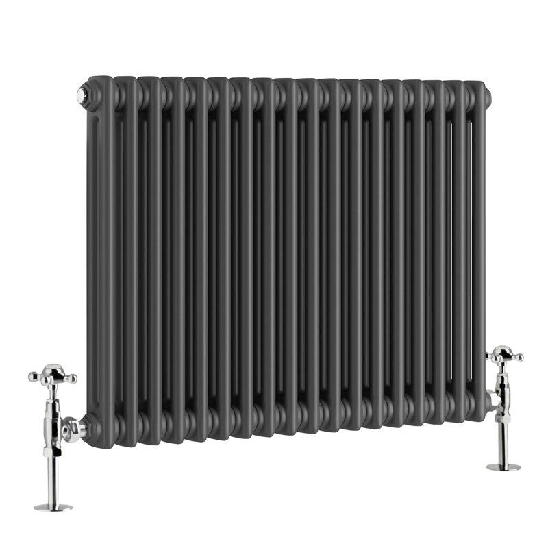Tryphosa Traditional 2 Column Horizontal Designer Radiator, Anthracite, 60cm H x 60.5cm W