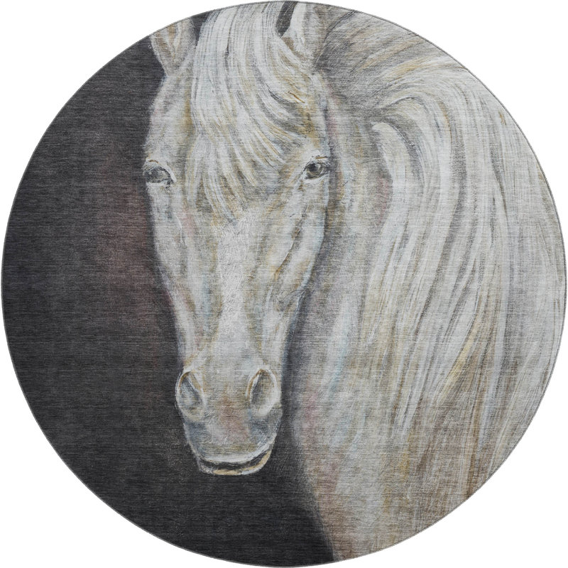 Premium Machine Washable Mayfield AMF2080 Animal Rug, 8' Round, Ivory