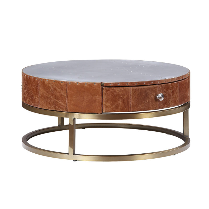 Table basse Woodford avec rangement en aluminium et cacao