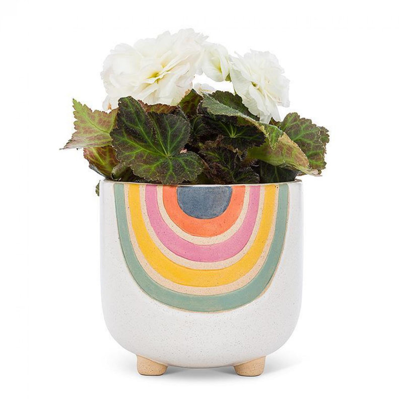 Footed Rainbow Patterned Planter