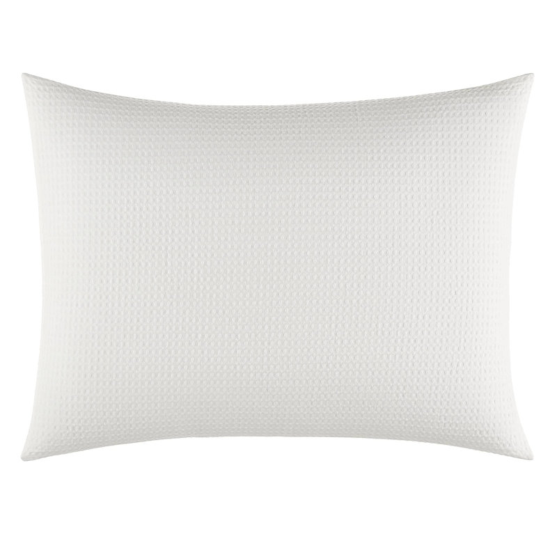 Vera Wang Waffle Pique Cotton Duvet Cover Set, Queen Duvet Cover + 2 Queen Shams, White