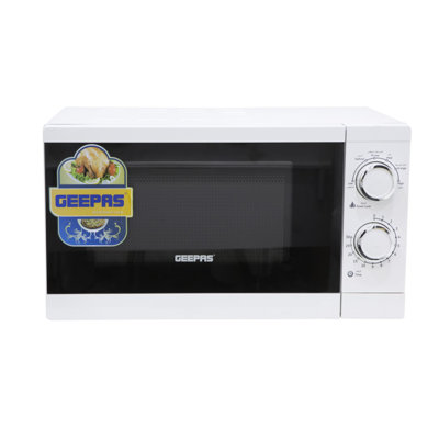 GEEPAS 700W Manual Solo Microwave Oven | Electric Oven with Auto Defrost Speedy Reheat | 5 Power Levels 2 Rotary Dials 30 Min Timer Easy Clean Standard Size of Dinner Plate | 2 Year Warranty