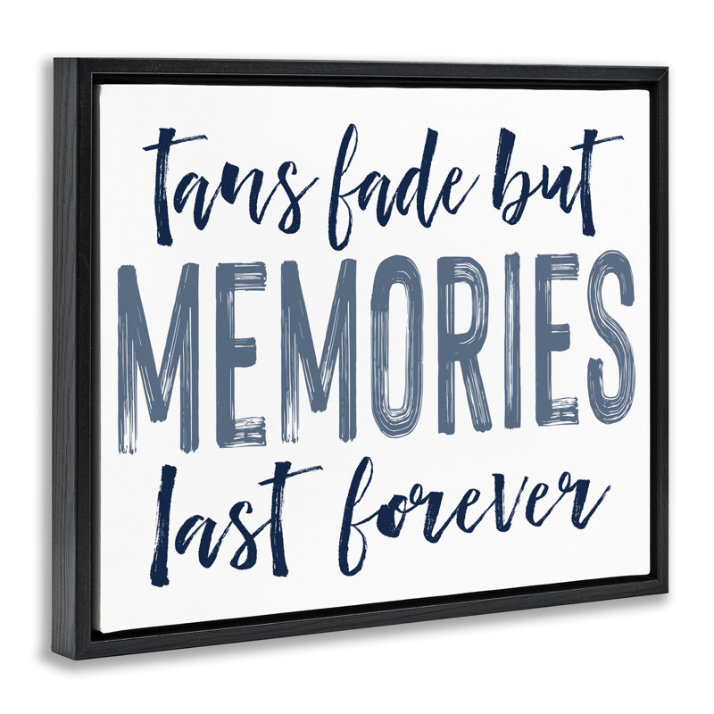 Cadre flottant Summer Memories Last Forever, design par lettré et doublé, Cadre flottant noir de jais, H 17 po x l 21 po