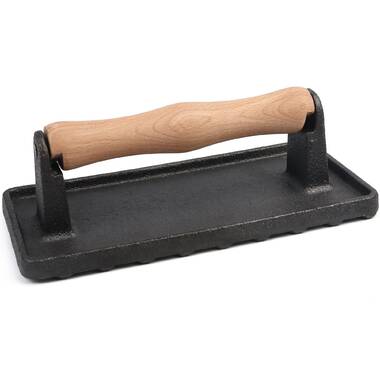 Victoria Cast Iron Bacon Press / Meat Weight with Wood Handle