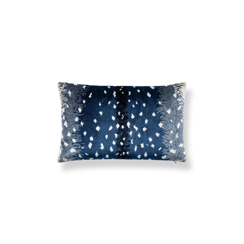 ANTELOPE / VELVET PILLOW, Midnight/Navy Animal Print, Rectangular, 14" H x 22" W
