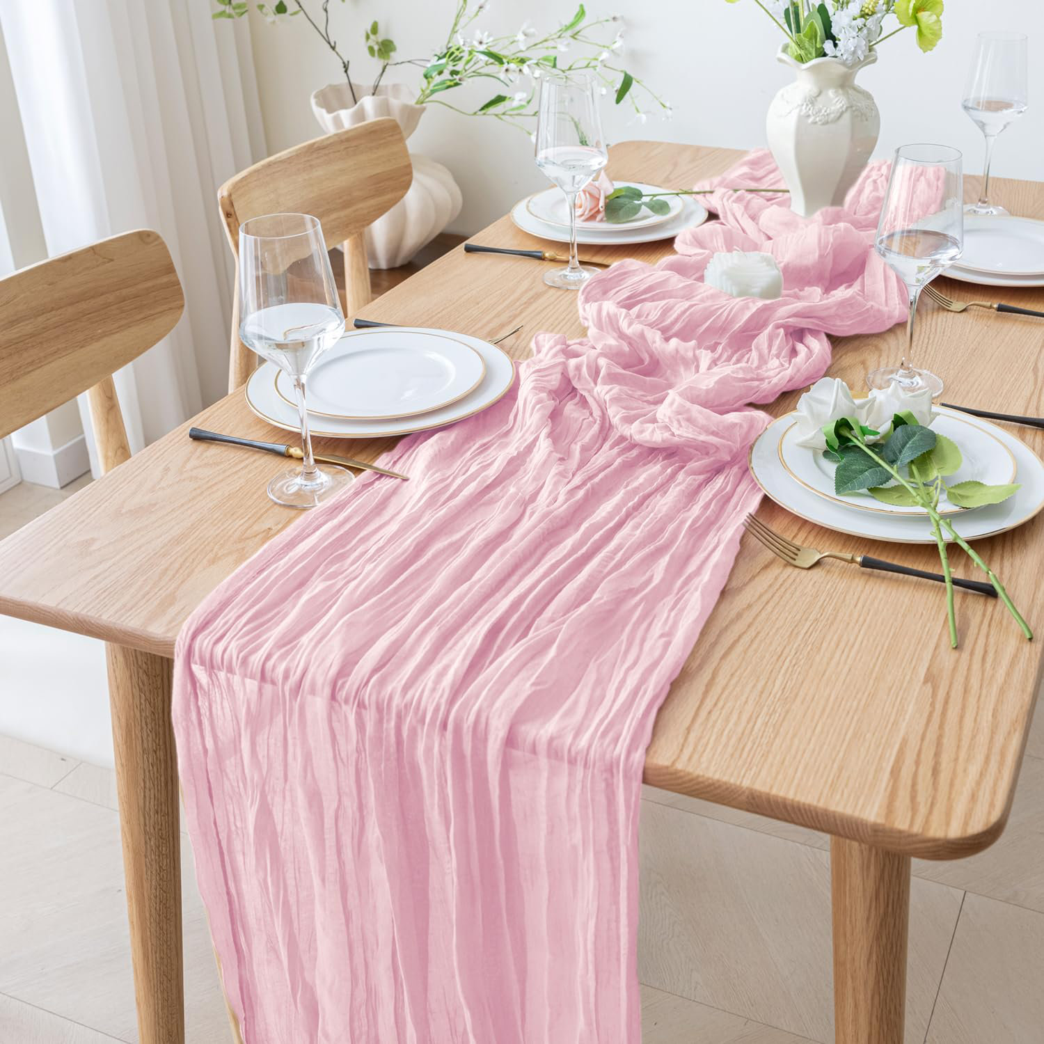 Le Prise™ 12PCS Table Runner Cheesecloth 10FT Blushing Pink Boho Gauze  Cheese Cloth Rustic Sheer Table Runners For Spring Wedding Bridal Party  Decoration | Wayfair, image size:1500x1500