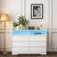Commode 6 tiroirs, commode blanche pour chambre à coucher avec lumières DEL, commodes modernes et commodes avec cadre robuste pour le salon, le vestibule, le couloir