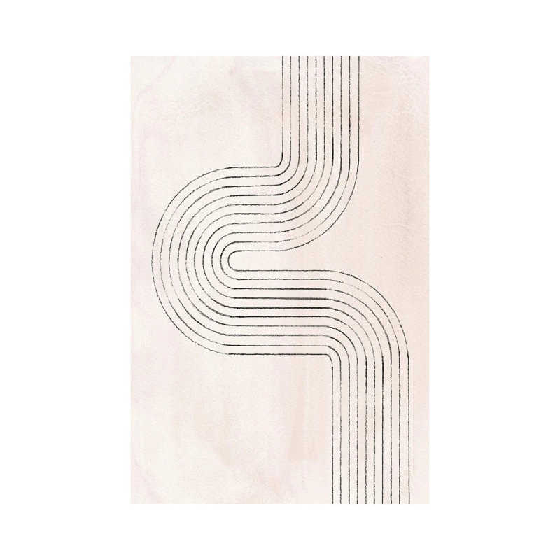 Neutral Beige Curved Lines by Whales Way - Print on Canvas, 66.04cm H x 45.72cm W x 3.81cm D, Wrapped Canvas