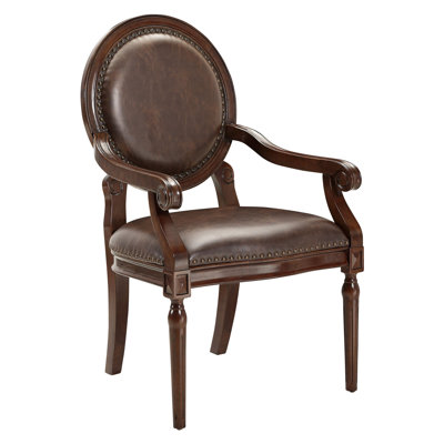Formal Traditional Armchair Faux Leather Upholstery Nailhead Trim Solid Wood Furniture 1pc Classic Desk Chair