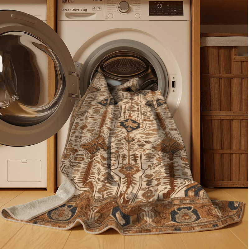 Tapis brun lavable à la machine, Carré 4 pi