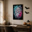Art mural sur toile translucide avec lumières orchidées bleues et Halloween-1129390609