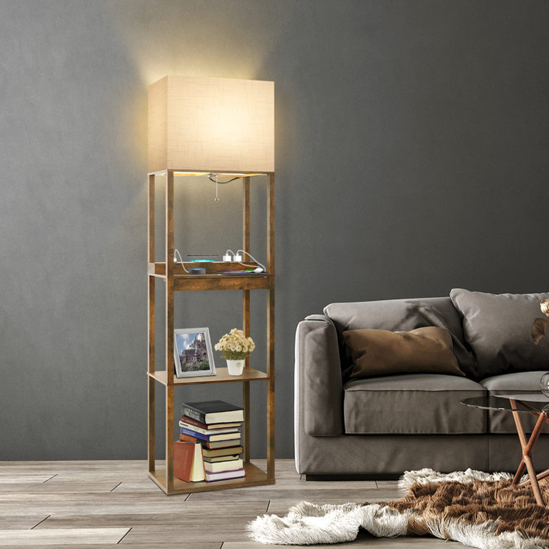 Kasson 62.01'' Black Traditional Floor Lamp, Brown