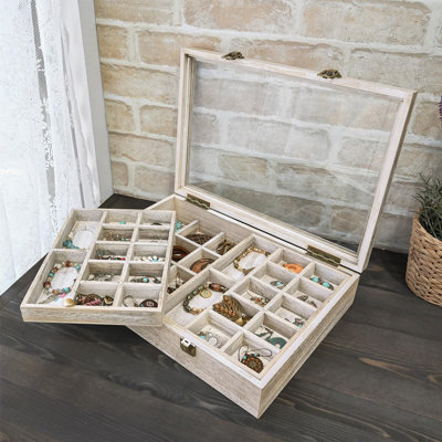 Tempered Glass Jewelry Box Organizer
