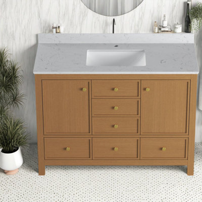 Meuble-lavabo et lavabo en bois de chêne moderne, solution de rangement spacieuse