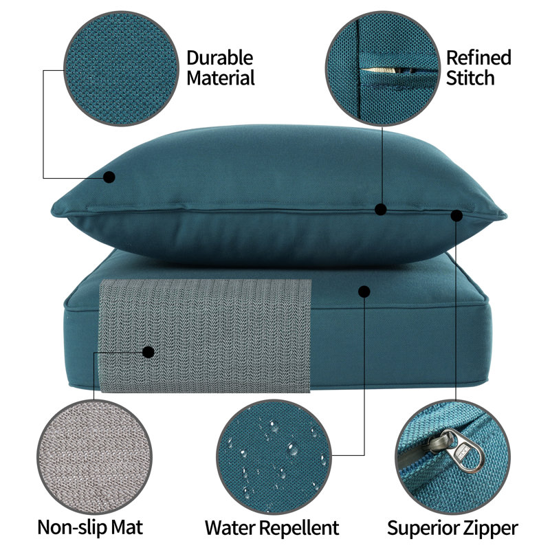 Ensemble de coussins de chaise d'extérieur / intérieur, coussins de remplacement de siège de patio profond, Bleu
