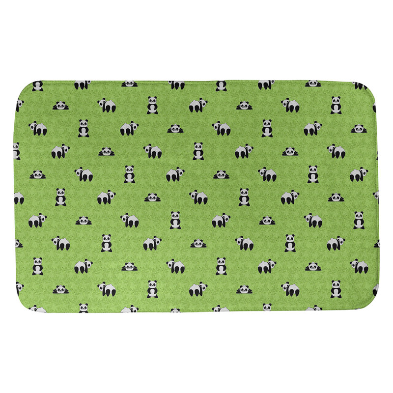 Tapis de salle de bain panda Avicia, l 17 po x L 24 po, Vert