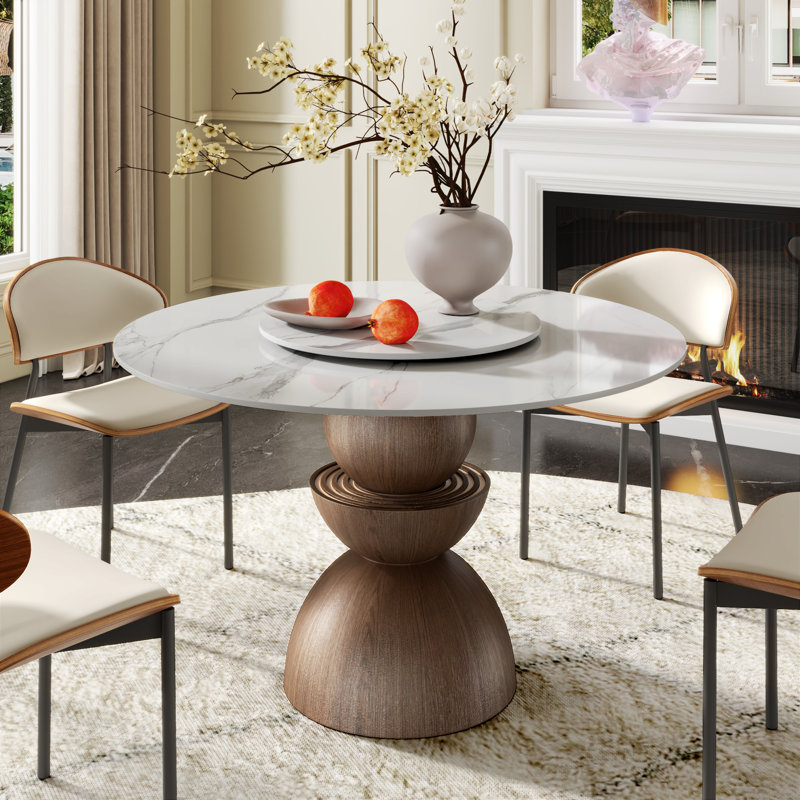 Table de salle à manger Modern Modern, H 29,53 po x l 47,24 po x P 47,24 po, Blanc