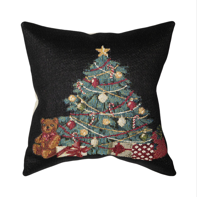 Marina Holiday Throw Pillow, Black