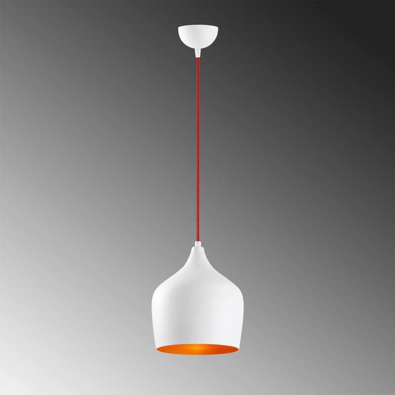 Lustre de style scandinave, blanc et rouge, 48,8 po x 48,8 po x 48,8 po | Corps en métal, hauteur: 48,8 pouces | 1 x douille E27 (40 W maximum) | Élégant luminaire pour décoration intérieure moderne, classé IP20, longueur de câble réglable