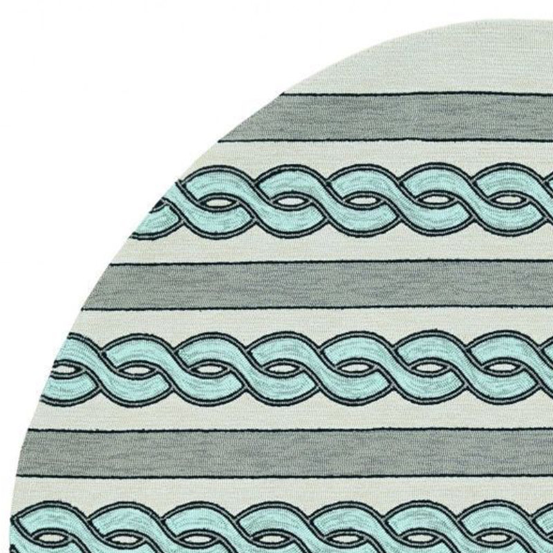 Tapis d'intérieur / extérieur en polypropylène rayé à la main 7 pi Laver, Rond 7 pi