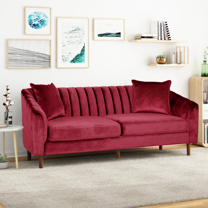Avett Upholstered 84.5'' Sofa, Wine 100% Polyester